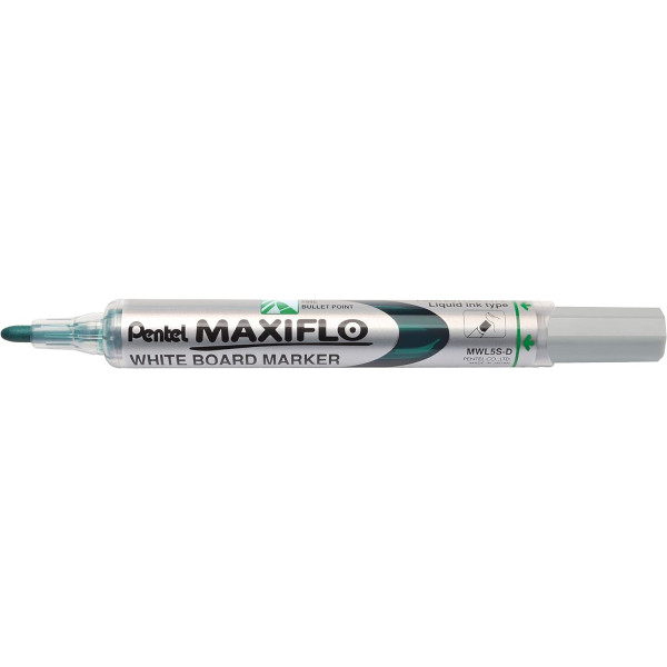 Set 4 marqueurs + brosse magnétique - Effaçable - Pointe ogive - Tableau blanc - Pentel - Maxiflo