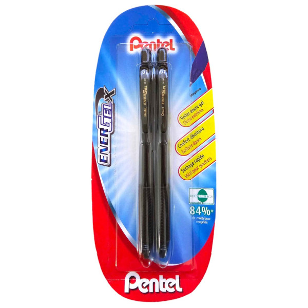 photo - Étui de 2 stylos Energel - Pointe moyenne - 0.7mm - Noir - Pentel