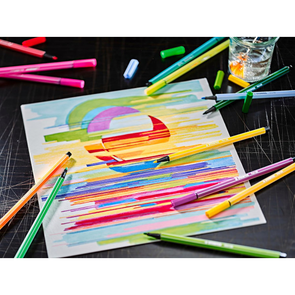 Feutres de coloriage - STABILO Pen 68 Arty - Pointe moyenne - Trousse - 25 couleurs