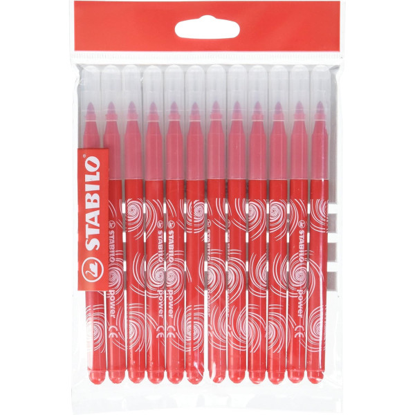 photo-Feutres de coloriage - STABILO power max - Rouge - Pointe large - 12 feutres