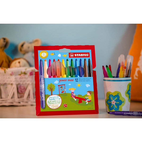 Feutres de coloriage - STABILO powerMax - Pointe large - Schoolpack - 140 feutres