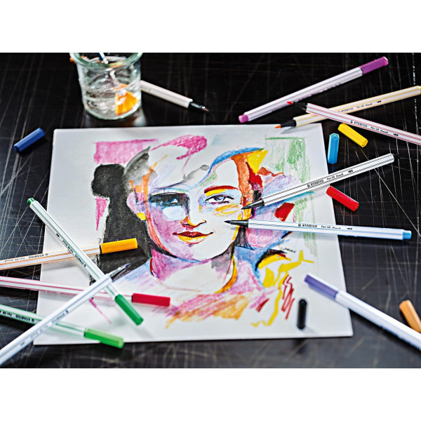 Feutres de coloriage - STABILO Pen 68 Brush - Arty - Boite métal de 30 couleurs