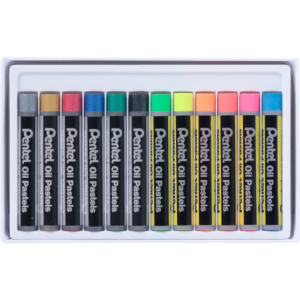 Pastels à l'huile - Boîte de 12 - Couleurs flurorescentes - Pentel Arts