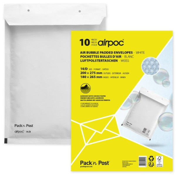 photo-Enveloppes à bulles - 20x27,5cm - Référence D - Auto adhésive - Lot de 10 - GPV