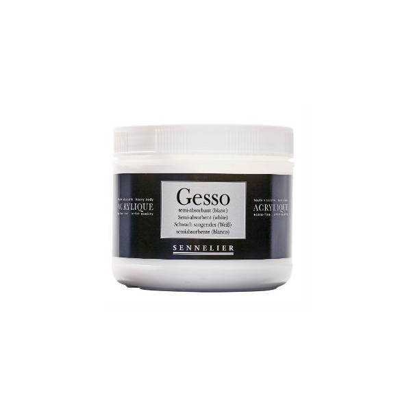 photo-Gesso - Blanc - Semi-absorbant - Acrylique, aquarelle et huile - Sennelier - Pot 500ml