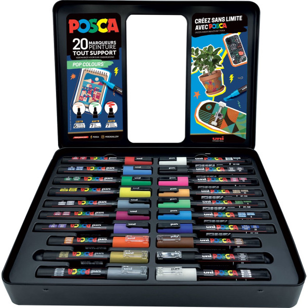 Posca - Mallette - Pop Colours - 20 marqueurs - PC1-1M - PC-3M - PC-5M