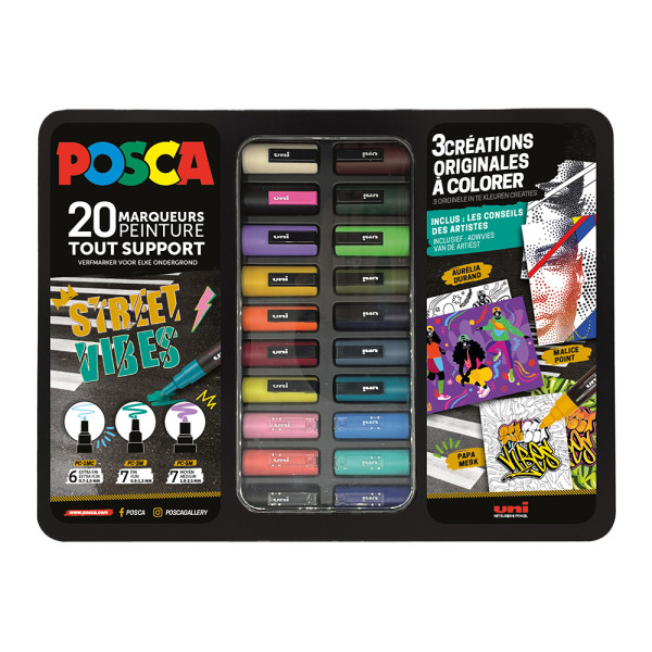 photo-Posca - Malette - Street Vibes - 20 marqueurs - PC1-1M - PC-3M - PC-5M