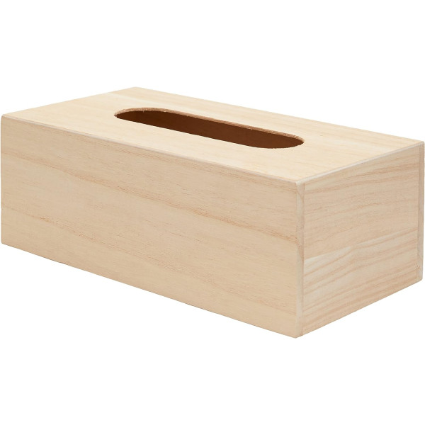 photo-Boite à mouchoirs - Bois naturel - A décorer - 25x15x9cm - Loisirs créatifs