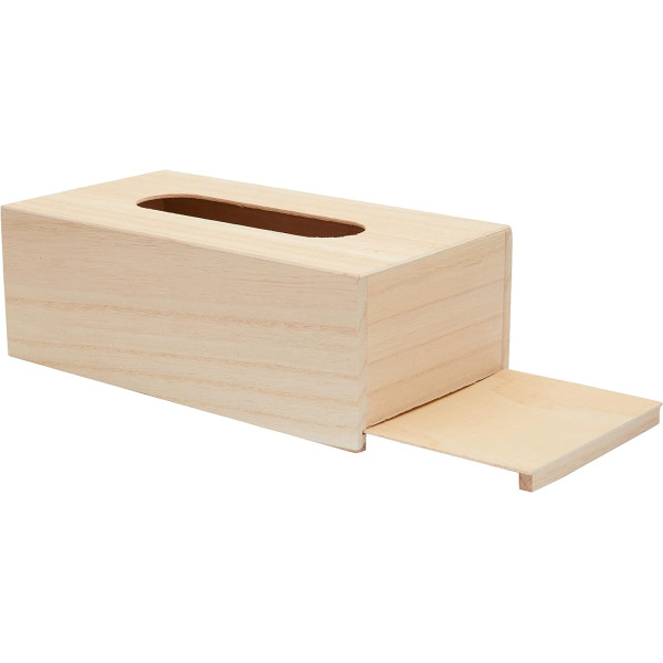 Boite à mouchoirs - Bois naturel - A décorer - 25x15x9cm - Loisirs créatifs