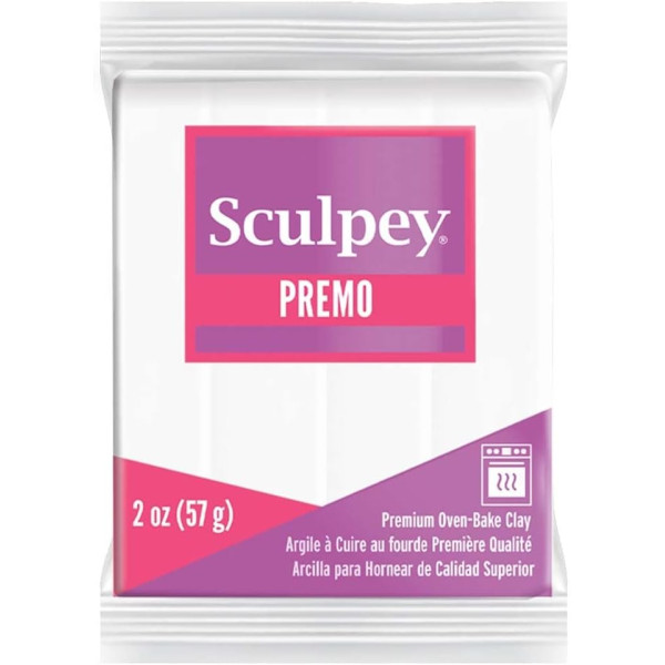 photo-Pâte polymère - Blanc - A cuire - Pâte à modeler - Sculpey Premo - Bloc de 57g