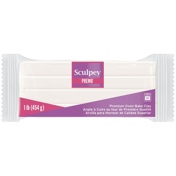 photo-Pâte polymère - Blanc transparent - A cuire - Pâte à modeler - Sculpey Premo - Bloc de 454g