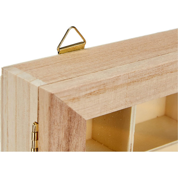 Vitrine en bois - A décorer - 16 compartiments - 23x28 cm - Vitre plexi - Artemio