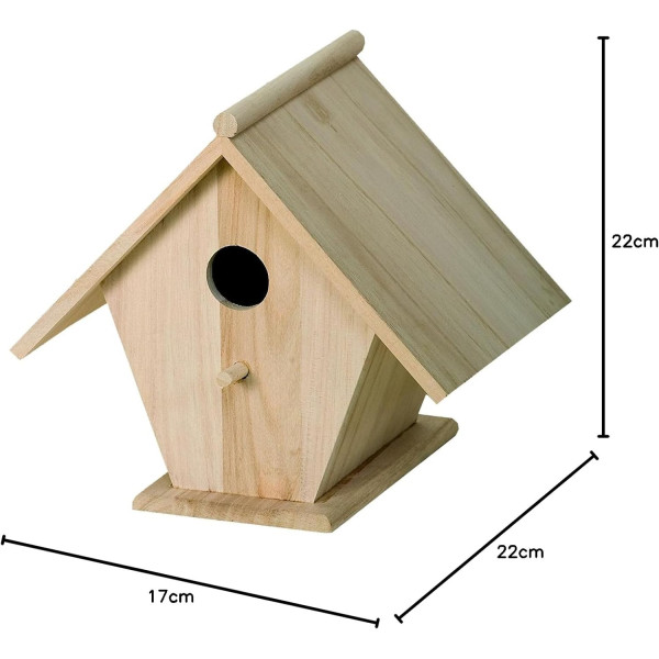 Nichoir - Maison pour oiseaux - Bois - A décorer - 22x17x22cm - Artemio