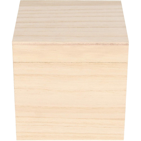 Boite en bois - Forme cube - 12x12x12cm - A décorer - Avec couvercle - Artemio