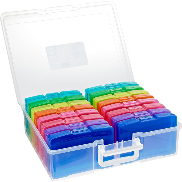 Boîte de rangement - Plastique - Inclus 16 petites boîtes colorés - 38x30x13cm