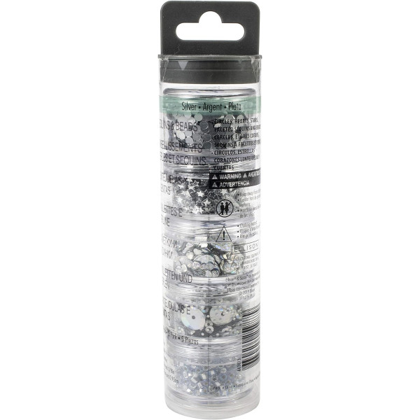 Sequins - Perles - Argent - Assortis formes - Carterie, scrapbooking - Sizzix