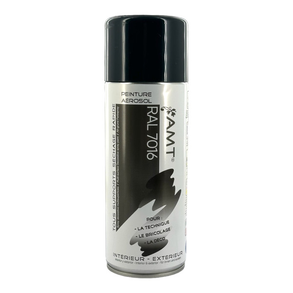 photo-Bombe de peinture - Gris foncé - RAL7016 - Brillant - AMT - 330ml - Peinture acrylique