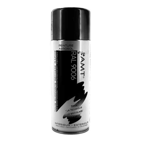 photo-Bombe de peinture - Gris clair - RAL9006 - Brillant - AMT - 330ml - Peinture acrylique