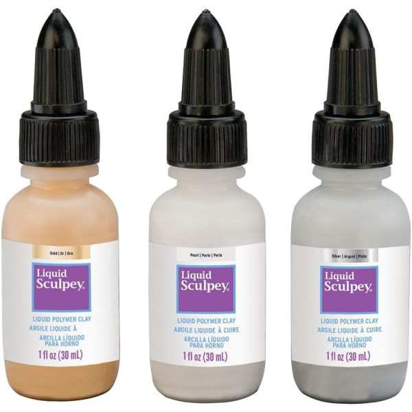 Argile liquide à cuire - Pour création de bijoux - Couleur métallique - 3 flacons 30ml