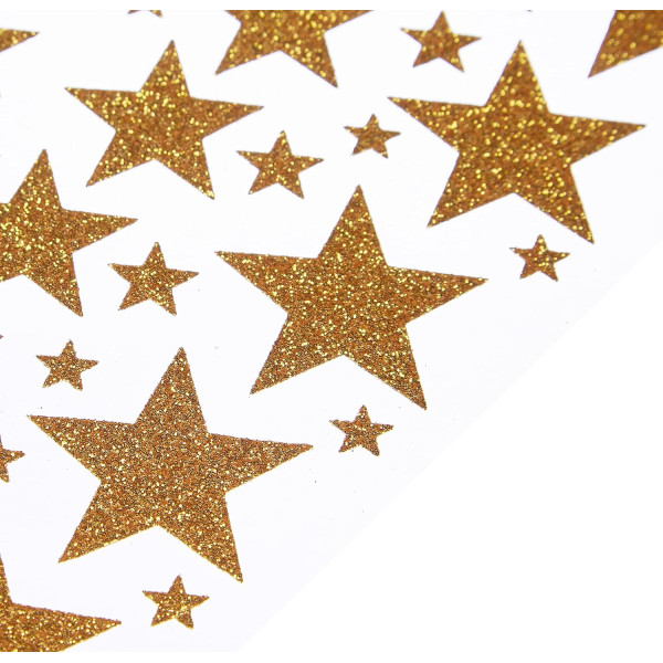 Stickers - Etoiles - Or - Paillettes - Autocollant - Différentes tailles - Cartes, invitations