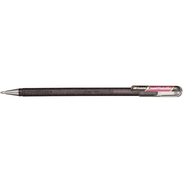 photo - Stylo roller - Encre gel Métallisée - Noir + Rouge métallique - Pointe 1mm - Pentel - DualMetallic