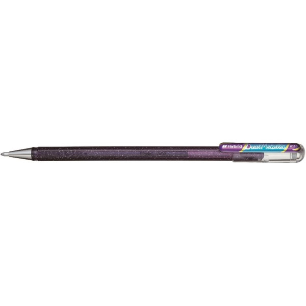 photo - Stylo roller - Encre gel Métallisée - Violet + bleu métallique - Pointe 1mm - Pentel - DualMetallic