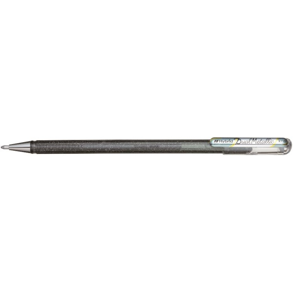 photo - Stylo roller - Encre gel Métallisée - Argent - Pointe 1mm - Pentel - DualMetallic