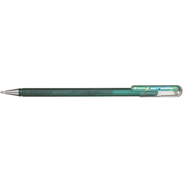 photo - Stylo roller - Encre gel Métallisée - Vert + bleu métallique - Pointe 1mm - Pentel - DualMetallic