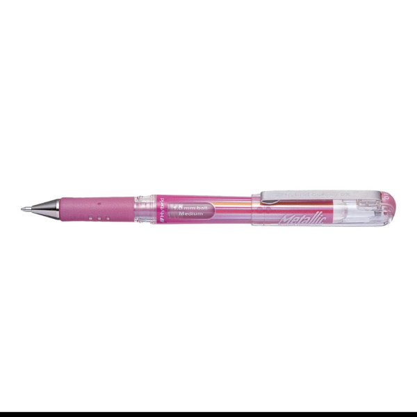 photo - Stylo roller - Encre gel Métallisée - Rose métallique - Pointe 1mm - Pentel - Hybrid Gel Grip