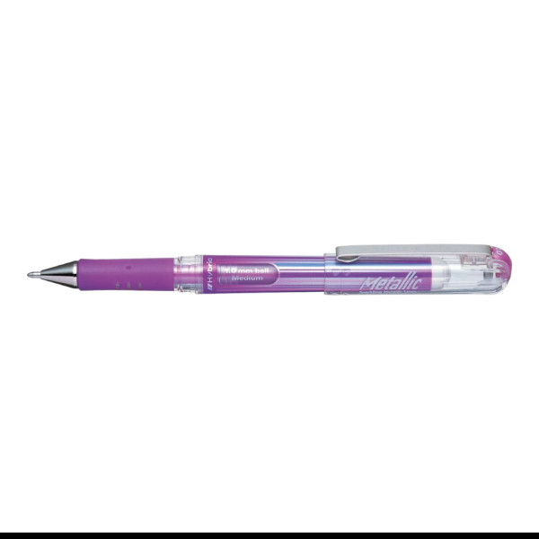 photo - Stylo roller - Encre gel métallisée - Violet métallique - Pointe 1mm - Pentel - Gel Grip DX