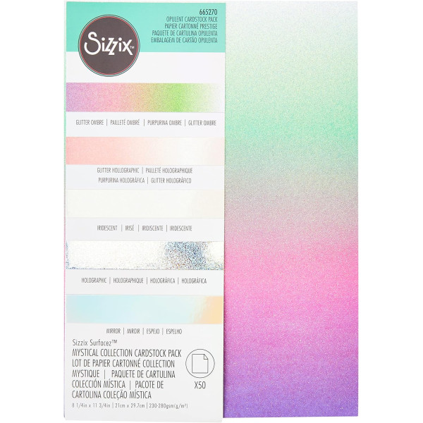 photo-Papier cartonné - Pailleté holographique - A4 - 230g - 50 feuilles - Scrapbooking - Sizzix