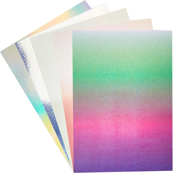 Papier cartonné - Pailleté holographique - A4 - 230g - 50 feuilles - Scrapbooking - Sizzix