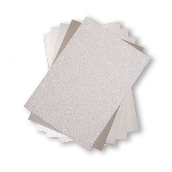 Papier cartonné - Pailleté argent - A4 - 230g - 50 feuilles - Scrapbooking - Sizzix