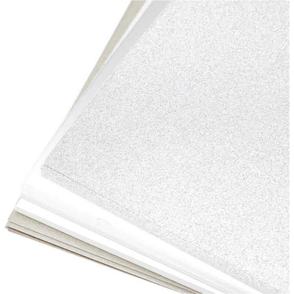 Papier cartonné - Pailleté argent - A4 - 230g - 50 feuilles - Scrapbooking - Sizzix