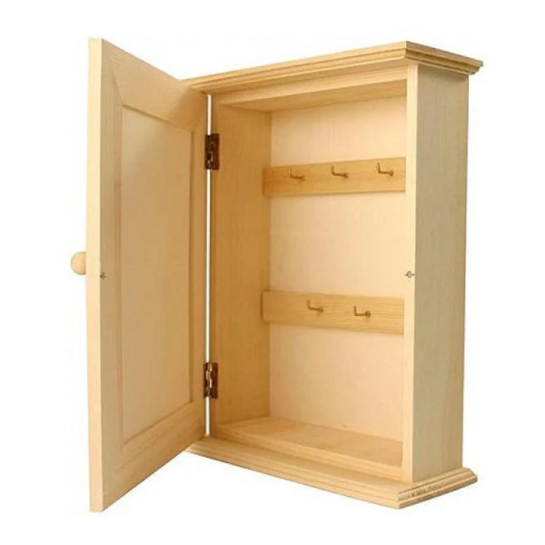 Armoire à clés - Bois - A décorer - 5 accroches - 20x26x7cm - Loisirs créatifs