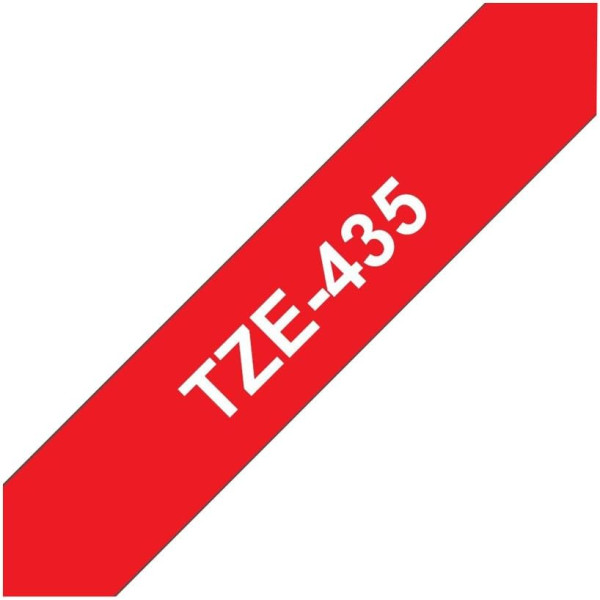 Cartouche pour étiqueteuse - Brother - TZe-435 - Laminé - Fond rouge écriture blanc - 12mm