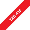 Cartouche pour étiqueteuse - Brother - TZe-435 - Laminé - Fond rouge écriture blanc - 12mm