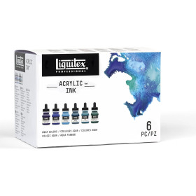photo-Encre acrylique - Liquitex Pro - Couleurs aqua - 6 flacons de 30ml - Calligraphie