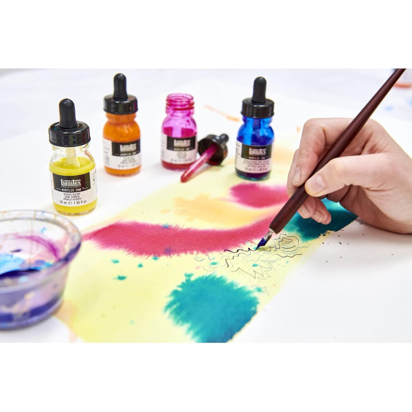 Encre acrylique - Liquitex Pro - Couleurs aqua - 6 flacons de 30ml - Calligraphie