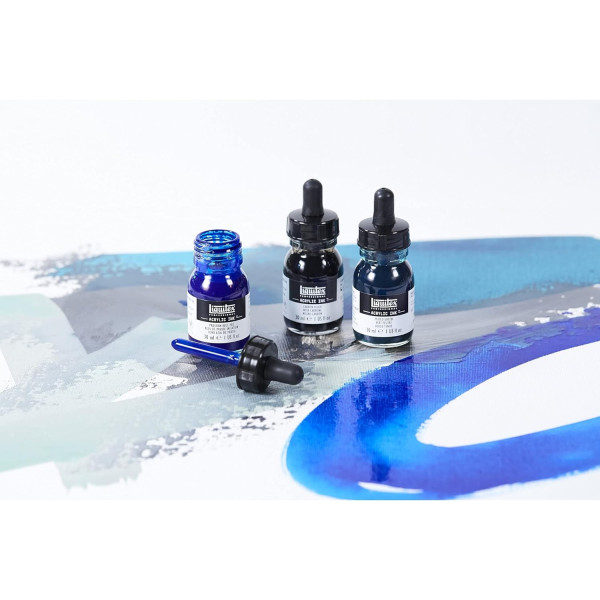 Encre acrylique - Liquitex Pro - Couleurs aqua - 6 flacons de 30ml - Calligraphie