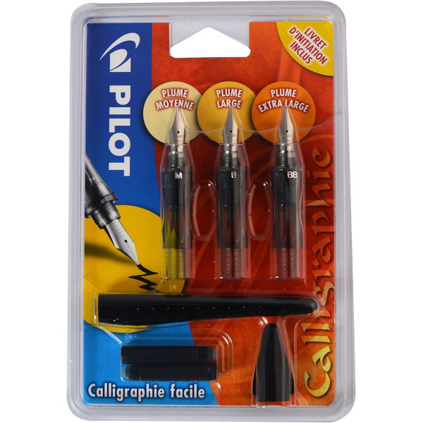 PHOTO-Pack de 3 stylos à plume Plumix Pilot pour calligraphie pointe moyenne large extra large
