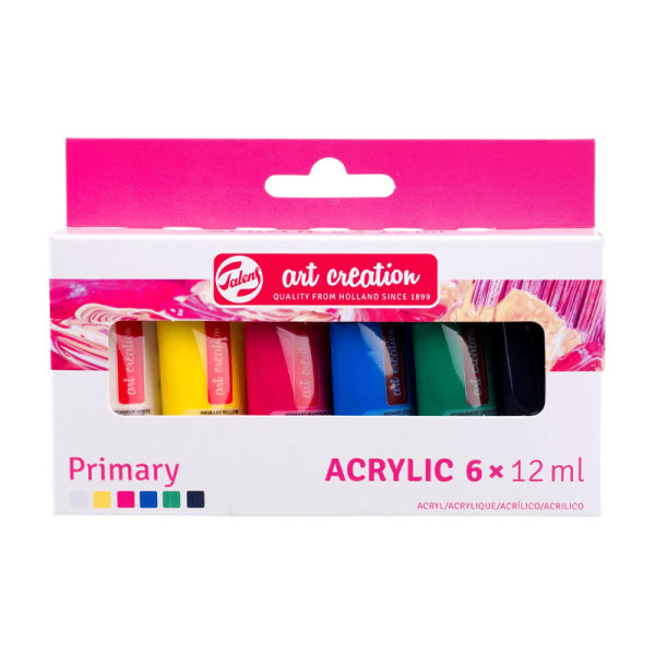 photo-Peinture acrylique - Couleurs primaires - 6 tubes de 12ml - Talens Art Creation