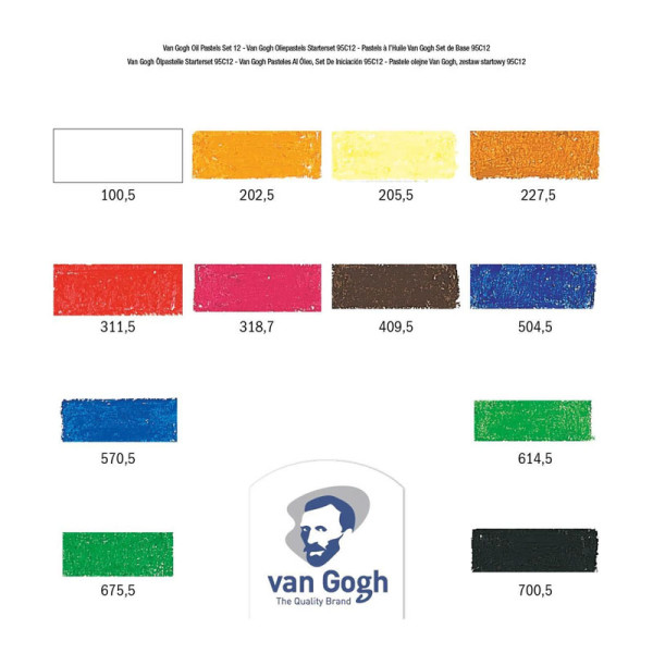 Pastels à l'huile - Pour débutant - 12 couleurs - Van Gogh - Beaux-arts