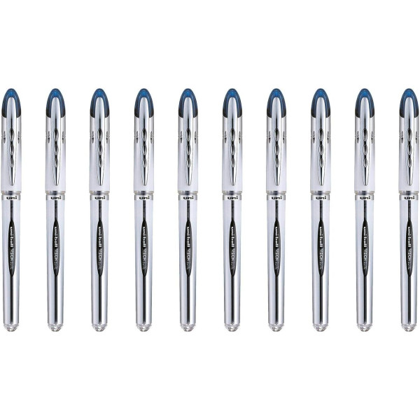 photo-10 stylos roller bille bleu vision élite pointe moyenne 0,8mm Uni Ball