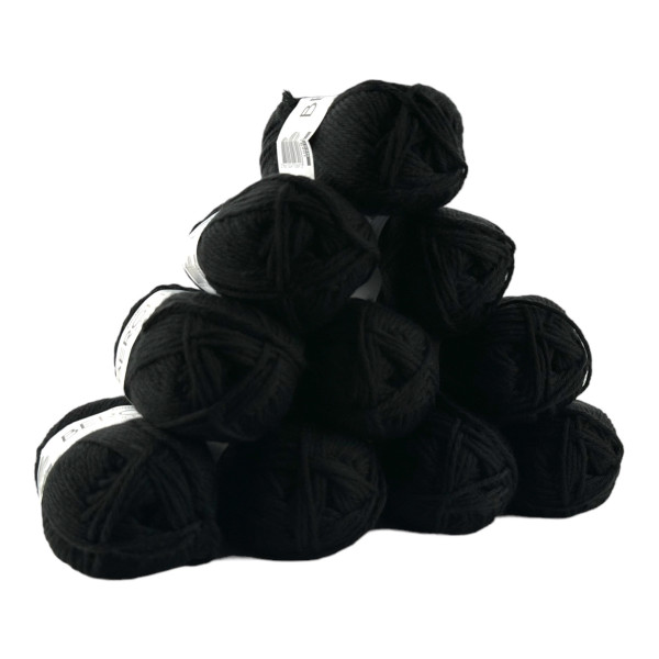 photo-10 pelotes de laine - Noir - 50% Laine mérinos 50% acrylique - Bergère de France - Image