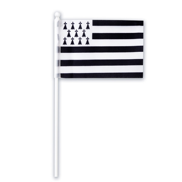 photo-Mini drapeau breton - Tissu - 10x15cm - Avec manche en plastique - Bretagne