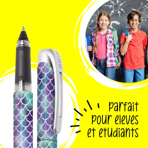 Stylo roller - Encre - Rechargeable - Motif sirène - Pour l'école - ONLINE