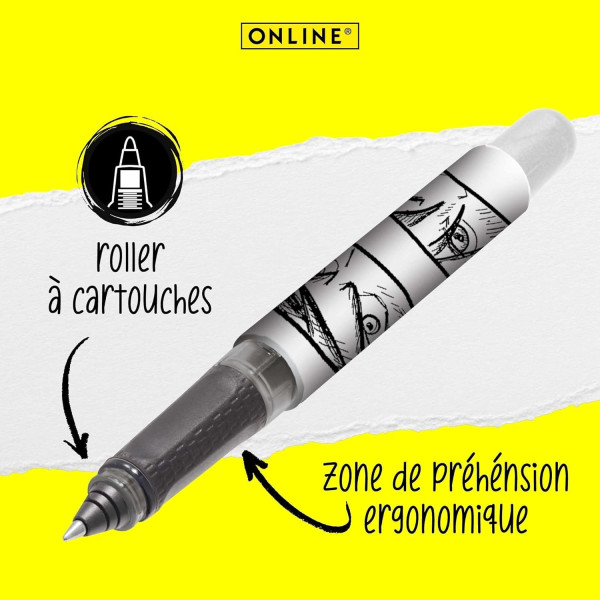 Stylo roller - Encre - Rechargeable - Manga - Mine moyenne - Pour l'école - ONLINE