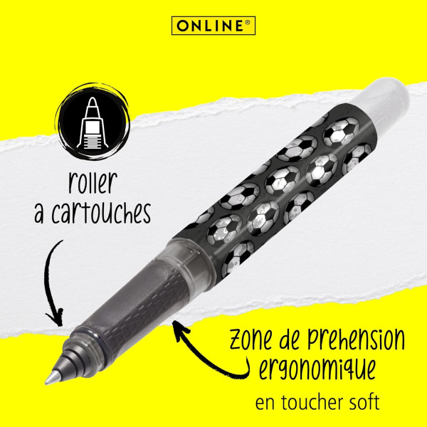 Stylo roller - Encre - Rechargeable - Football - Pour l'école - ONLINE