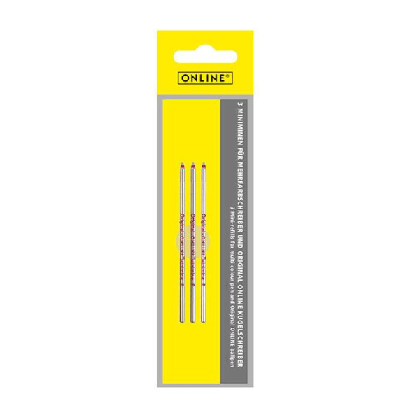 photo-Recharges pour petit stylo à bille - Rouge - 3 pièces - Mine moyenne - ONLINE